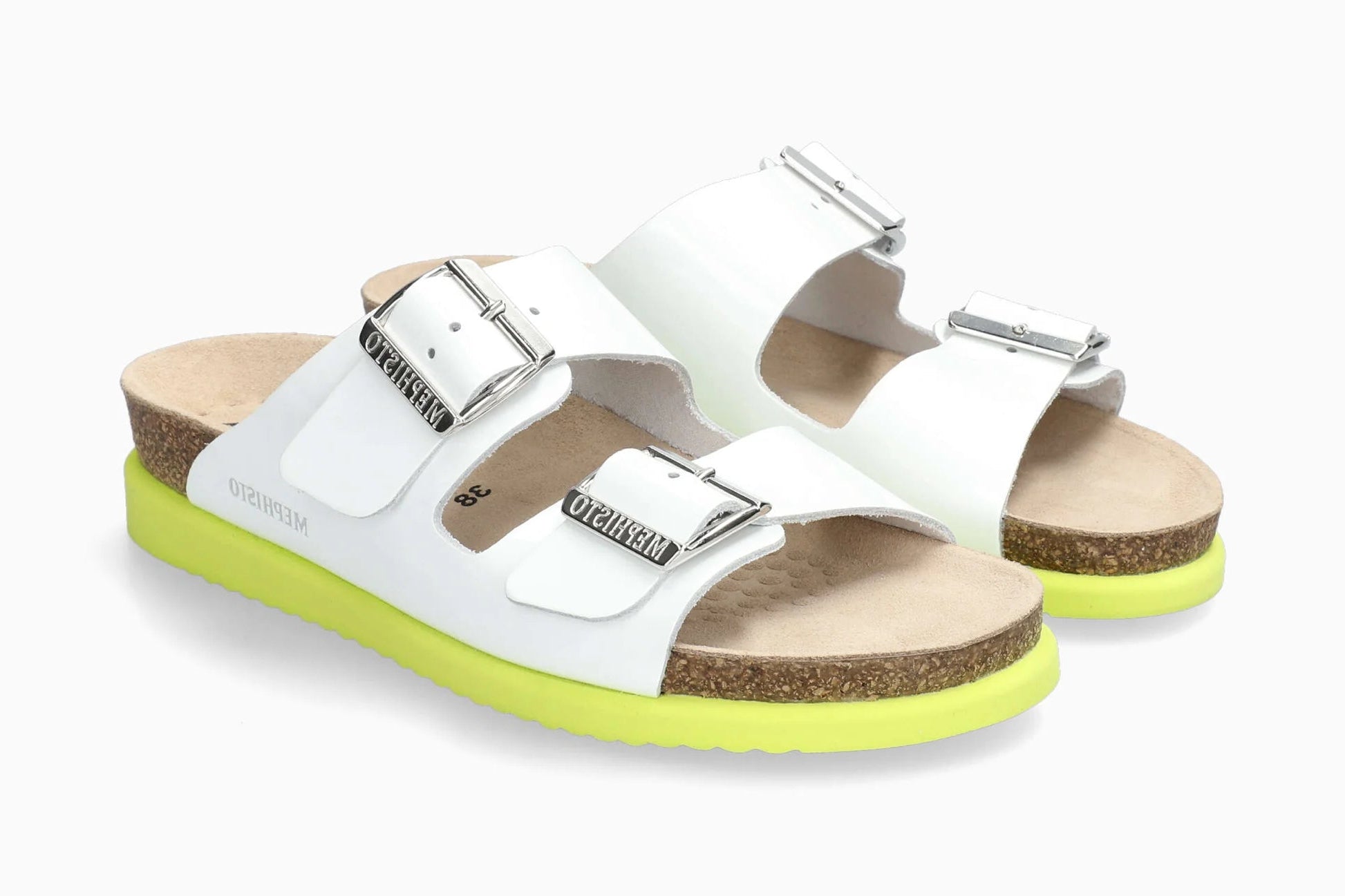 MEPHISTO HESTER, WHITE PATENT (YELLOW SOLE)
