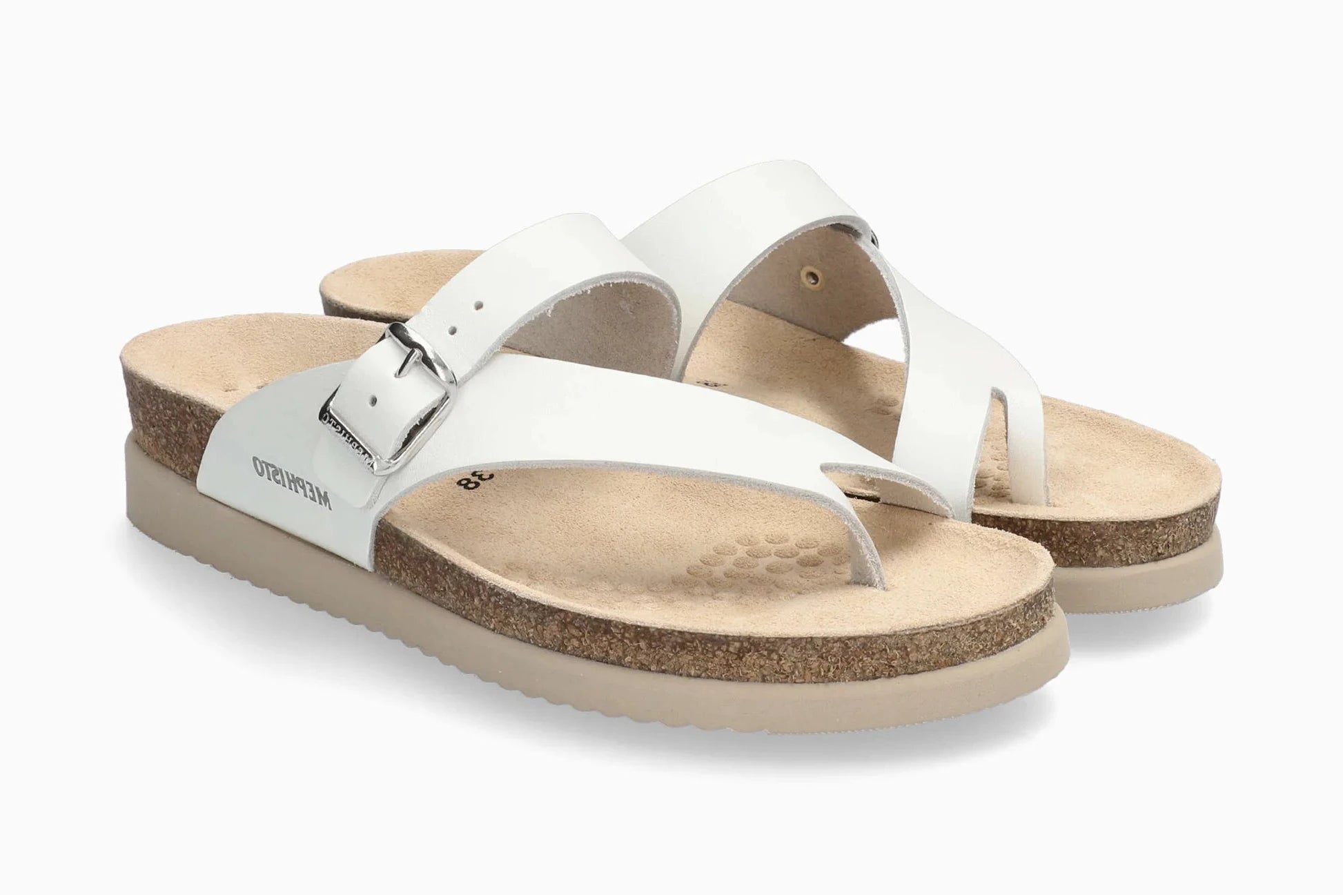 MEPHISTO HELEN, WHITE SMOOTH (TAUPE SOLE)
