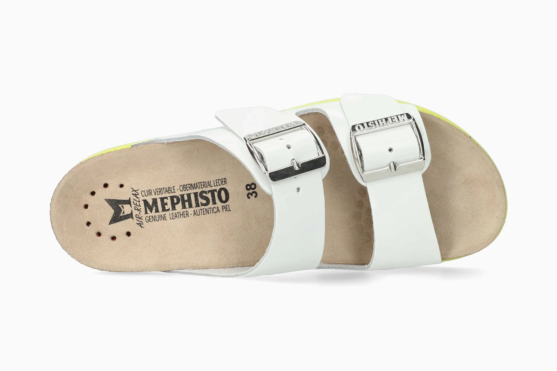 MEPHISTO HESTER, WHITE PATENT (YELLOW SOLE)