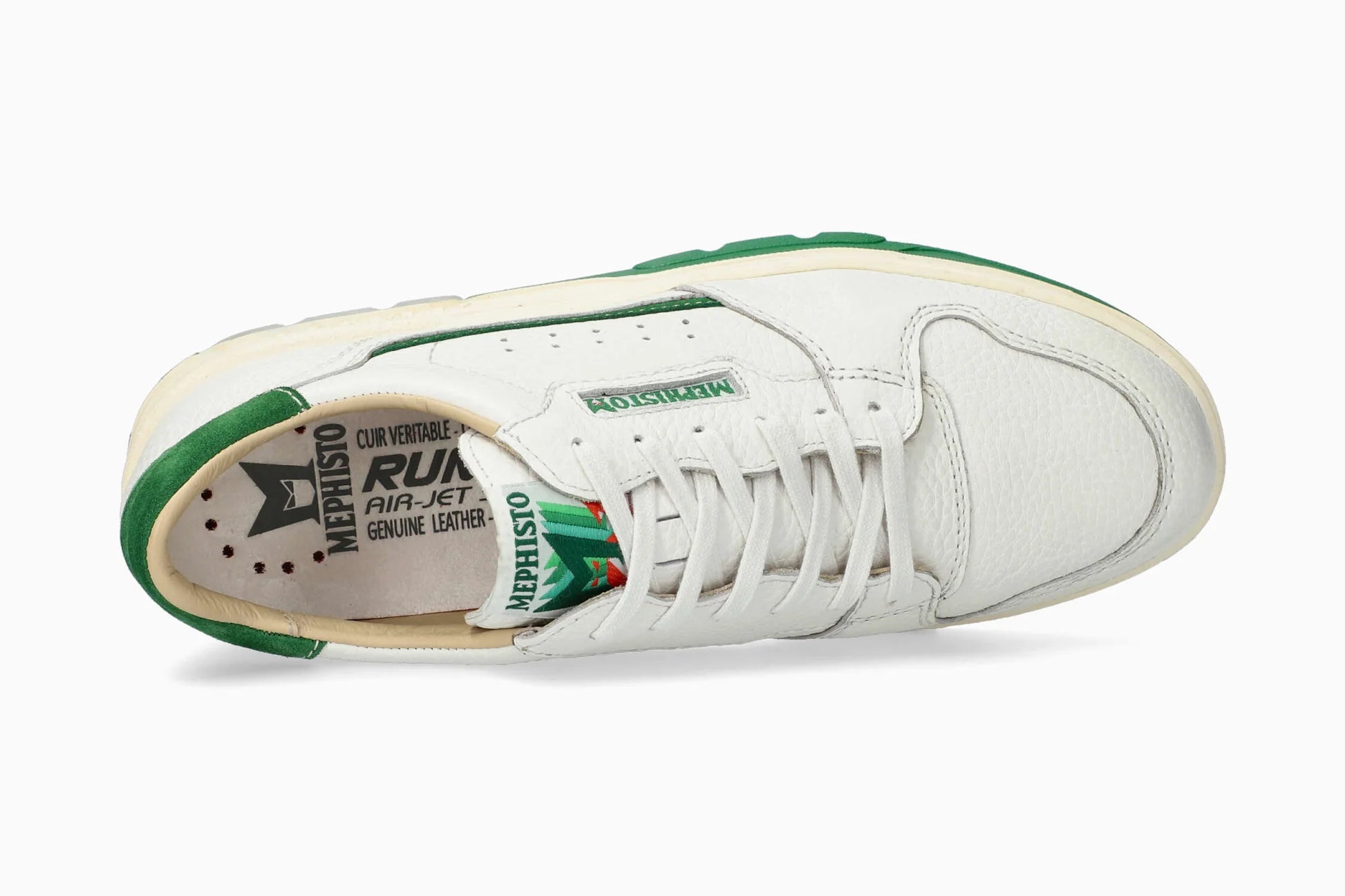 MEPHISTO MARIUS, WHITE (GREEN TRIM)