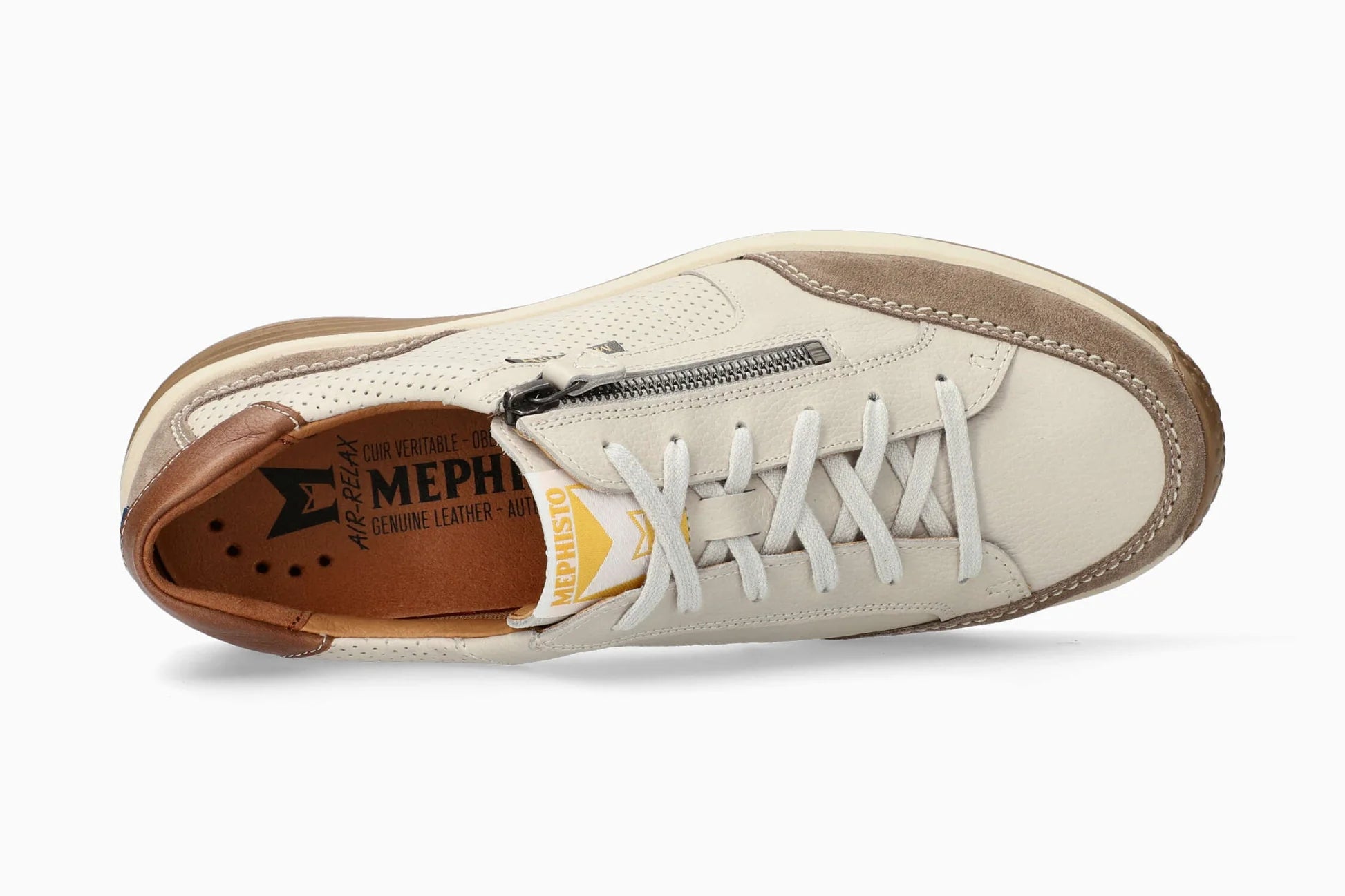 MEPHISTO SACCO, WARM GREY/OFF WHITE