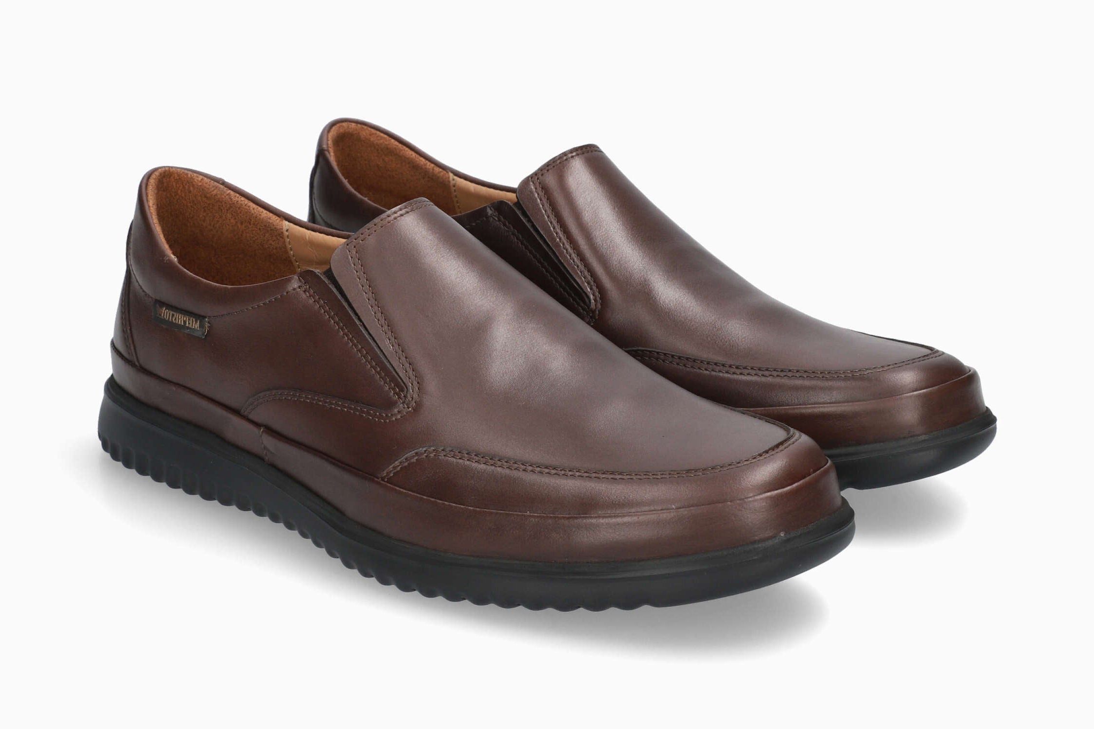 MEPHISTO TWAIN, DARK BROWN SMOOTH (BLACK SOLE)